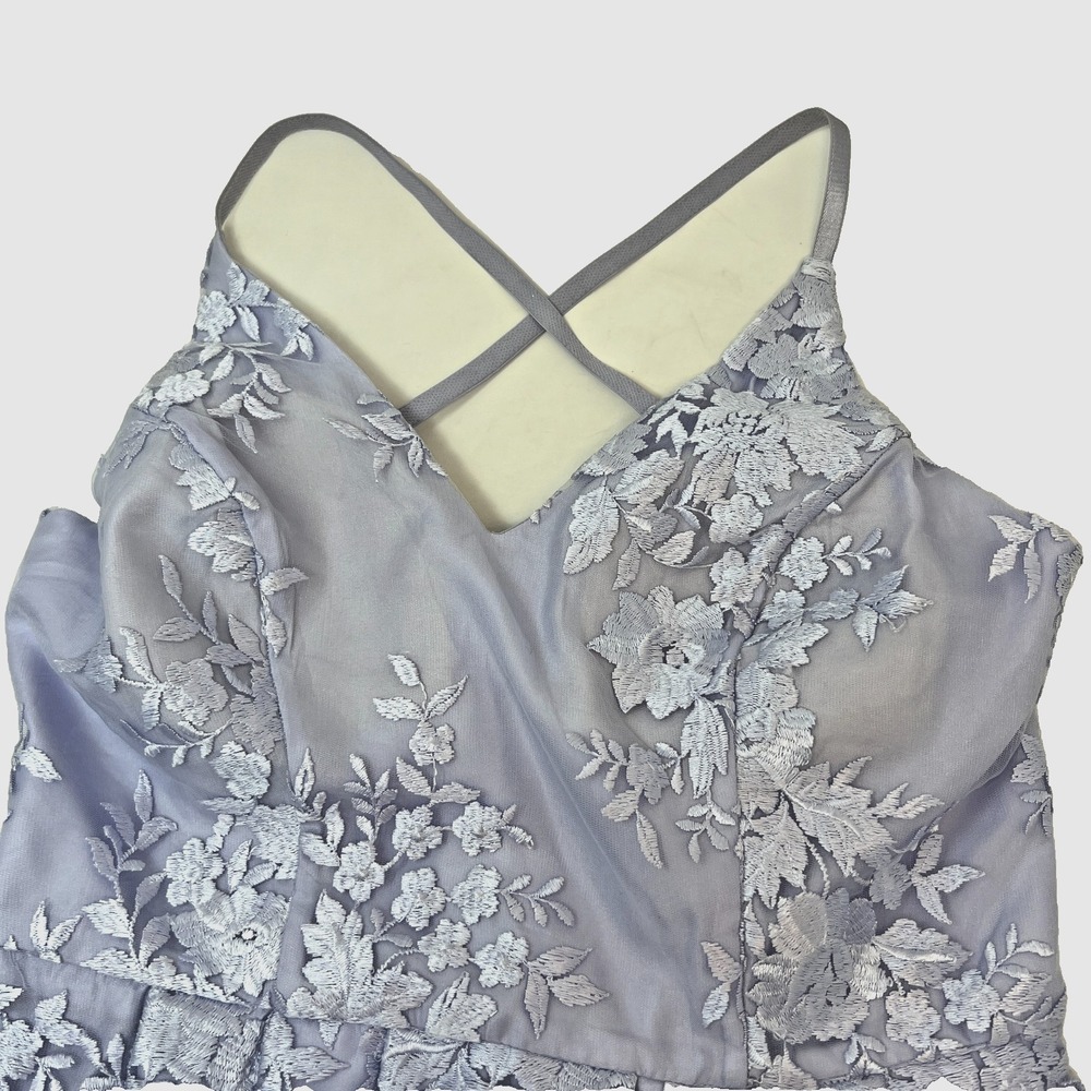 BCX Teens Fit & Flare Short Dress Sleeveless Embroidered Floral Lavender Size 7